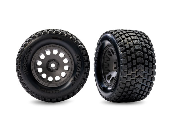 TRAXXAS 10772-GRAY Tires & Wheels Gravix / Mini XRT Gray Front (2)