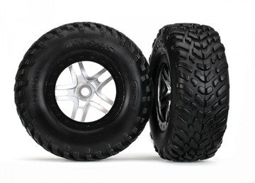 Traxxas 5975X Tire & Wheel SCT S1/S-Spoke Chrome-Black (14mm) (2)