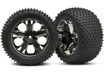 Traxxas 3770A Tires & Wheels Alias/All-Star Black Chrome 2.8" TSM Rear (2)