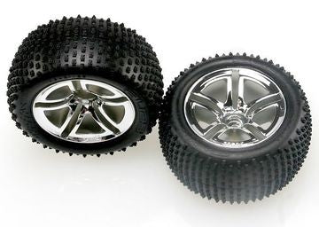 Traxxas 5572R Tires & Wheels Alias/Twin-Spoke (Nitro Rear) 2.8" (2)