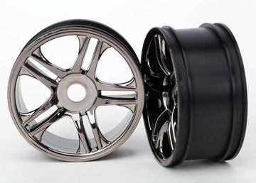 Traxxas 6476 Wheels Split-Spoke Black Chrome Rear (2) XO-1