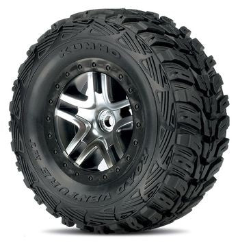 Traxxas 6874 Tires & Wheels Kumho/S-Spoke Chrome-Black 4WD/2WD Rear