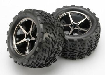 Traxxas 7174A Tires & Wheels Talon/Gemini Black Chrome 2.2" 1/16 (2)