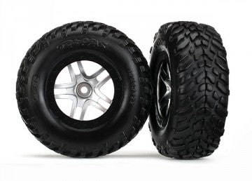 Traxxas 6892 Tires & Wheels SCT/S-Spoke Chrome-Black 4WD/2WD Rear TSM