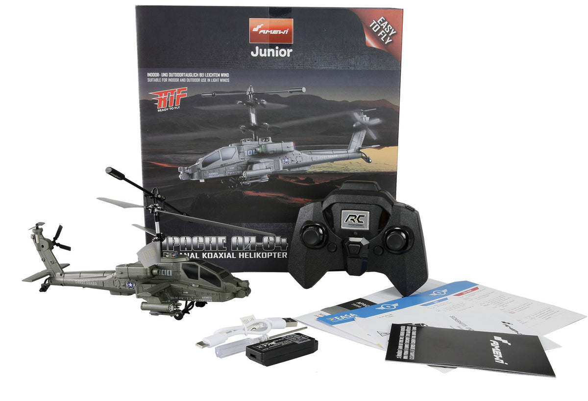 Remote-controlled Apache AH-64 Coaxial beginner helicopter – 3,5-channel RTF
