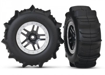 Traxxas 5891 Tires & Wheels Paddle/Split-Spoke 4WD/2WD Rear TSM (2)