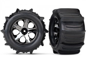 Traxxas 4175 Tires & Wheels Paddel/All-Star Black Chrome 2.8" TSM Front