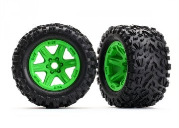 Traxxas 8672G Tires & Wheels Talon EXT/Carbide Green 3.8" (2)