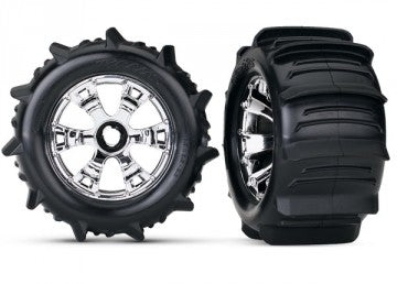 Traxxas 5672 Tires & Wheels Paddle/Geode (17mm) 3.8" TSM (2)