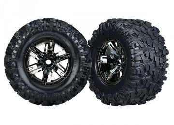 Traxxas 7772A Tires & Wheels Maxx AT/X-Maxx Black Chrome (2)