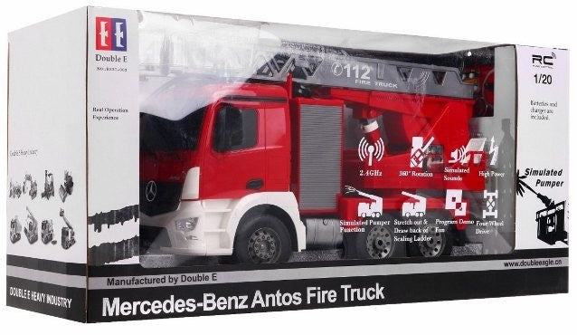 Fjernstyret Mercedes brandbil med vandsprøjte og styrbar stige!