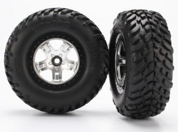 Traxxas 5875X Tires & Wheels SCT/SCT Satin Chrome 2WD Fram (2)