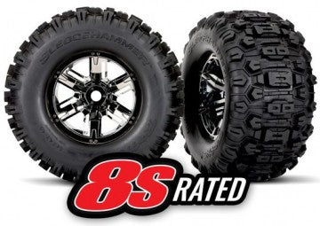 Traxxas 7774A Tires & Wheels Sledgehammer/X-Maxx Black Chrome (2)