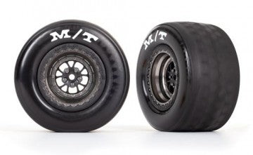 Traxxas 9475A Tires & Whels Rear Matt Black Chrome (2) Drag Slash