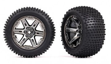 Traxxas 3772R Tires & Wheels Alias / RXT Black Chrome 2,8" Rear (TSM-Rated) (2)