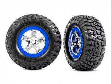 Traxxas 5867A Tires & Wheels, BFGoodrich/SCT Chrome-Blue 4WD/2WD Rear (2)