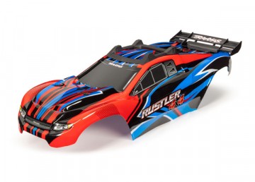 Traxxas 6734R Body Rustler 4x4 Red & Blue Complete Clipless