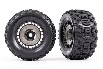 Traxxas 9572 Tires & Wheels Sledgehammer 3.8'' / Black 3-piece Spoke (w/ Wheel Hubs) (2)