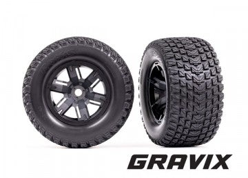 Traxxas 7877 Tires & Wheels Gravix/X-Maxx Black (2)