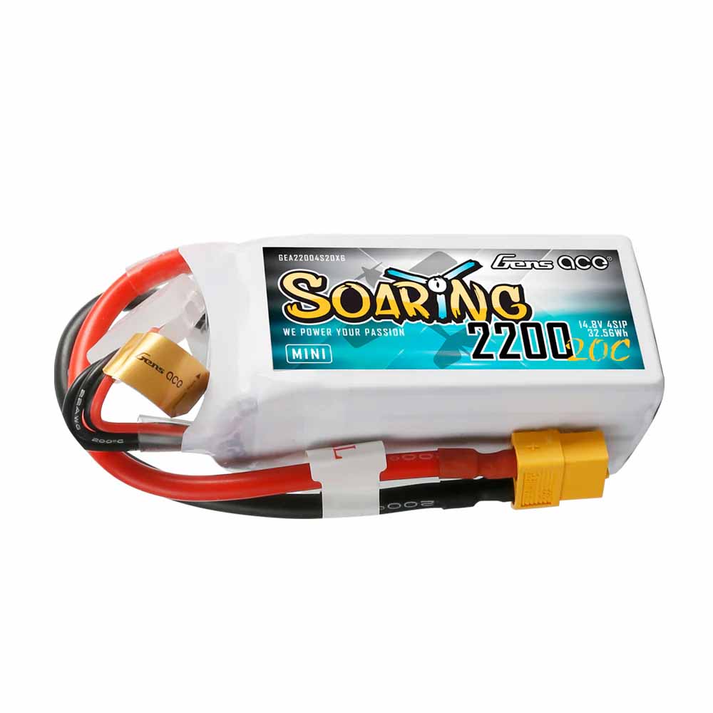 GensAce Soaring Mini LiPo 4S 14.8V-2200-20C 76x33x33mm 180g (XT60)