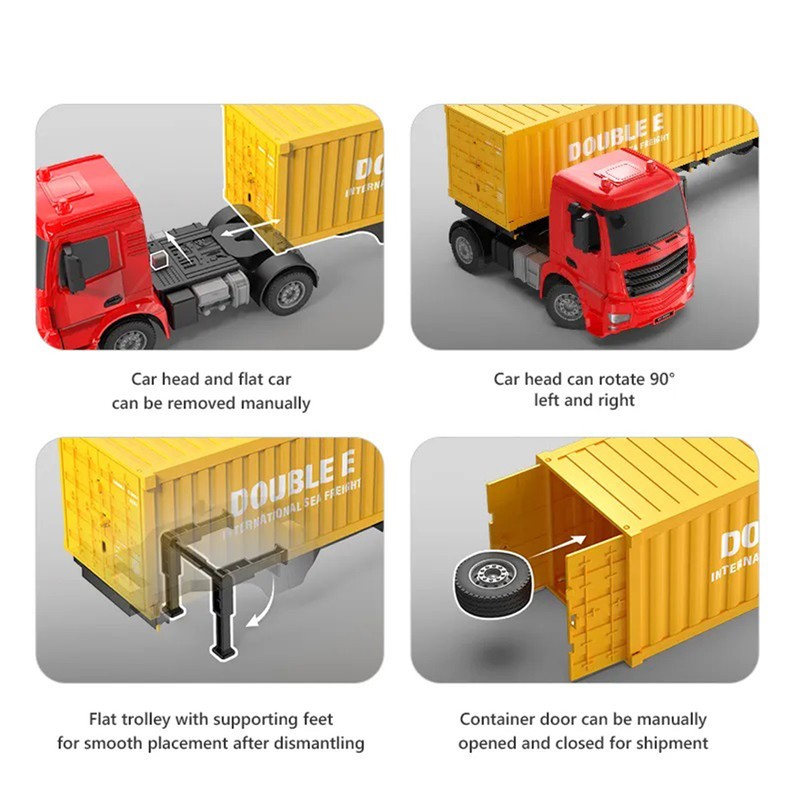Lang fjernstyret truck med dobbelt container vogn