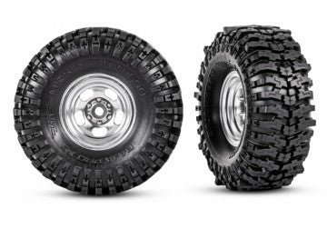 Traxxas 9872 Tires & Wheels Mickey Thompson Baja Pro Xs/ Satin Chrome 2.4x1.0" (2)