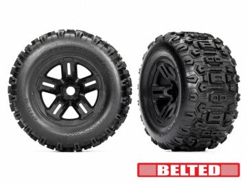 Traxxas 9573 Tires & Wheels Sledgehammer Belted 3.8'' Black (17mm Hex) (2)