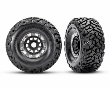 Traxxas 10272-BLK Tires & Wheels Belted Black/Chrome Maxx Slash (2)