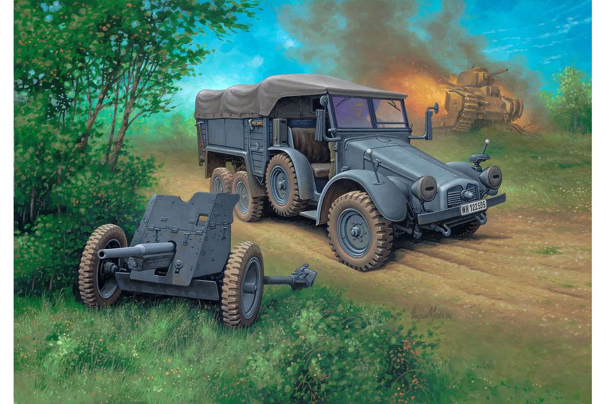 Model Set Krupp Protze KFZ 69 with 3,7cm Pak 1:76