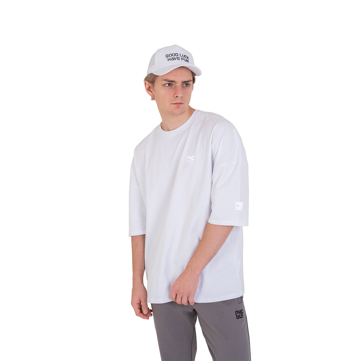 FragON - Holografic Logo Oversize T-shirt White, L/XL