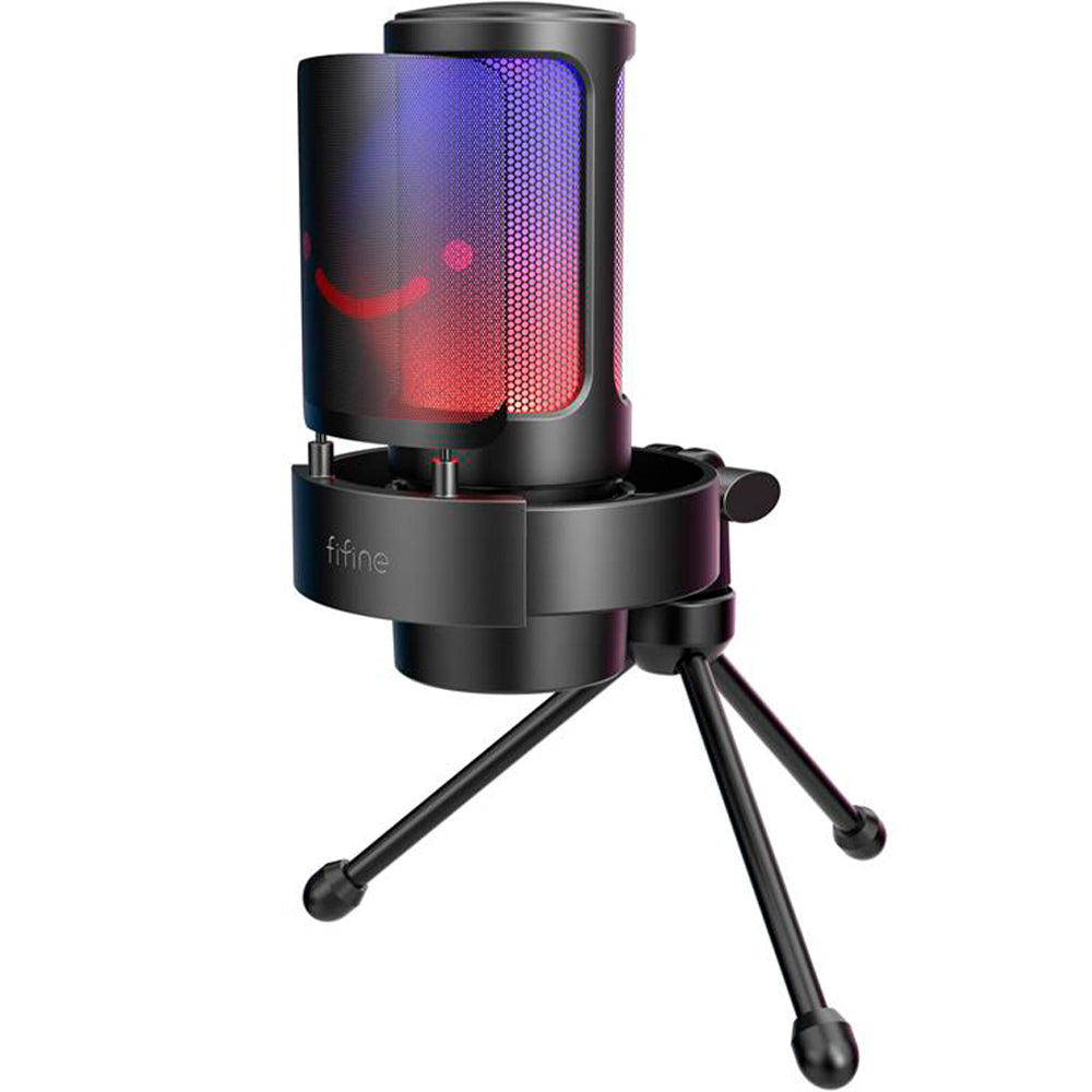 Fifine A8V Condenser RGB USB Microphone, Black