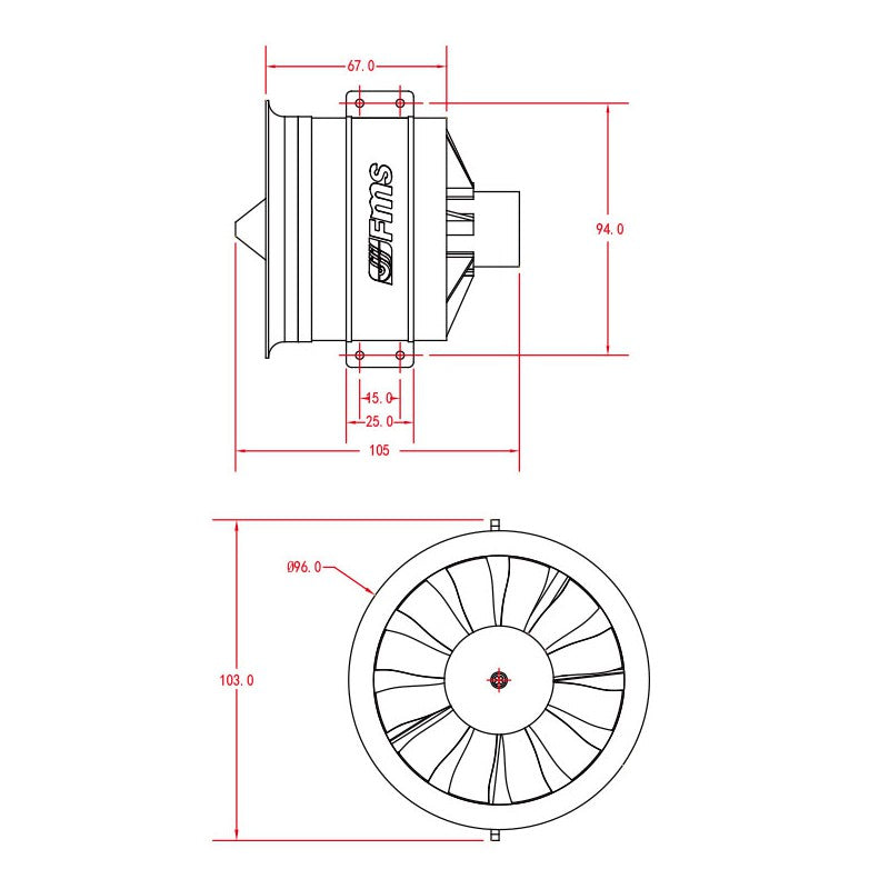 80mm Ducted fan(12-blade) V2 w/o motor