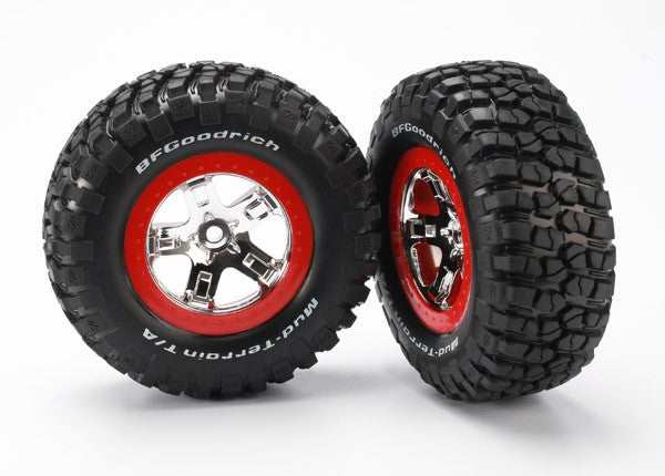 Traxxas 5867 Tires & Wheels, BFGoodrich/SCT Chrome-Red 4WD/2WD Rear (2)