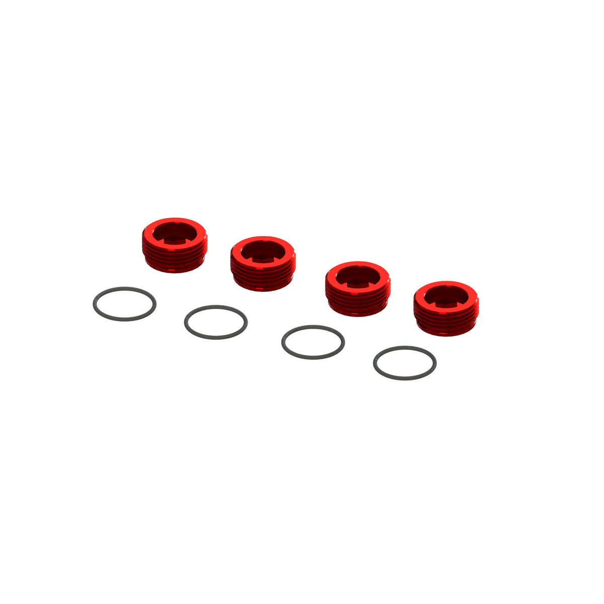 ALUMINUM FRONT HUB NUT (RED) (4PCS INC. O-RINGS)