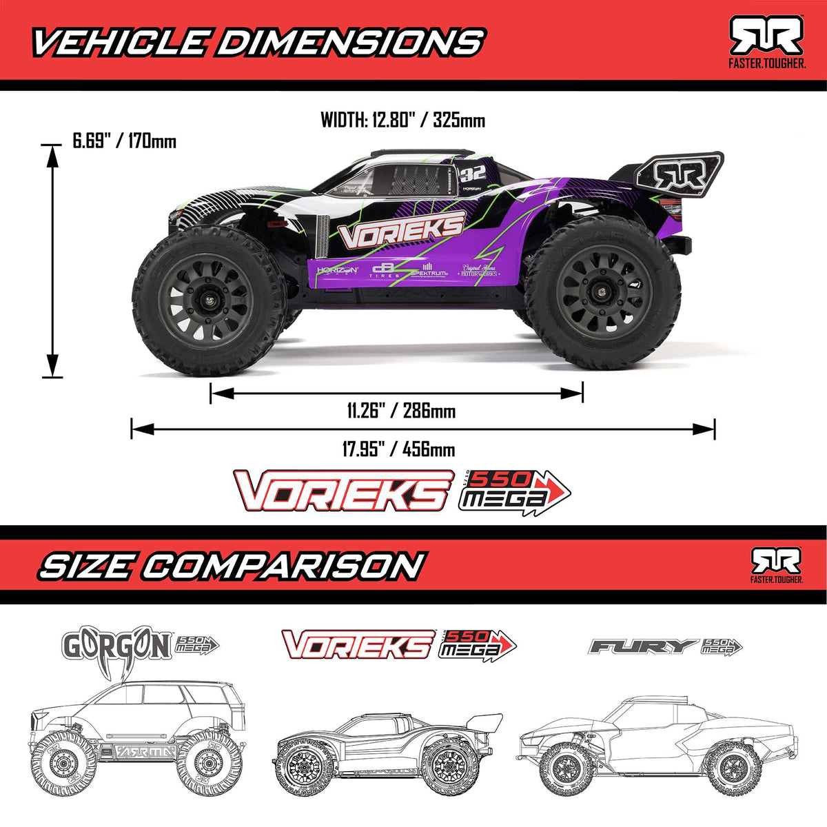 1/10 VORTEKS 2WD RTR Brushed Stadium Truck (Battery & Charger Included)