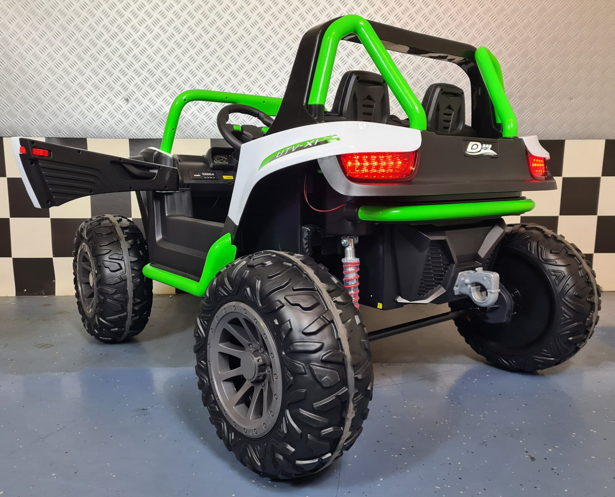 Kids' buggy 24V – 2 seats, white/green