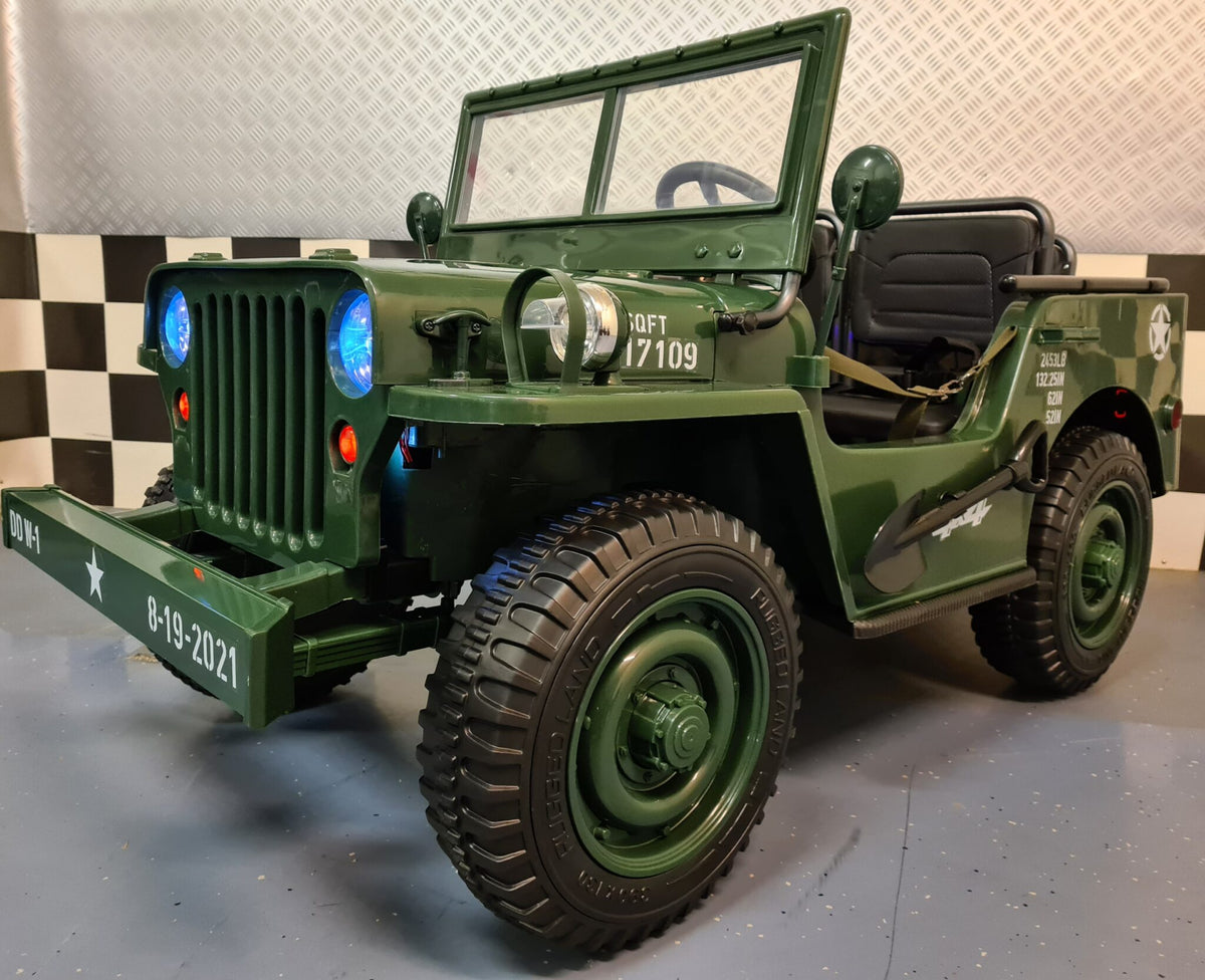 Jeep Willys 24V electric car for kids with remote control – green