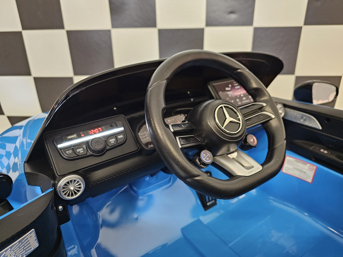 Mercedes-Benz SL63 12V electric car for kids – 1 seat, metallic blue