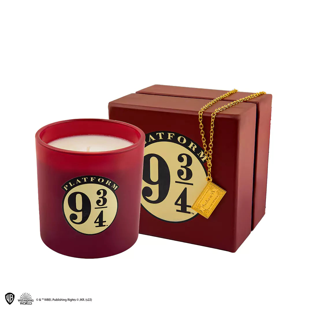 Platform 9 3/4 candle with Hogwarts Express ticket necklace - Harry Potter