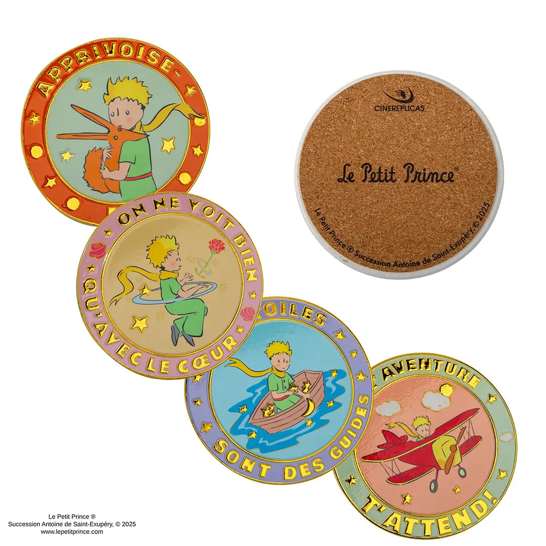Set of 4 ceramic coasters and metal holder - The Little Prince