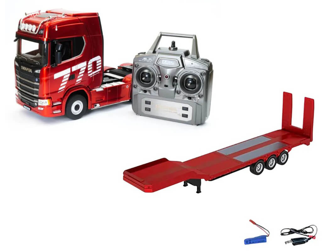 Scania 770S med lowboy-trailer set fra siden