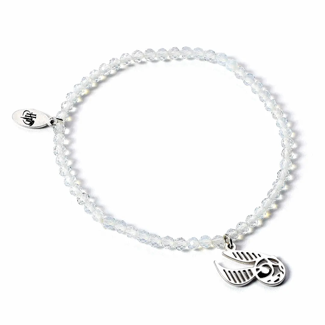 Sterling silver Golden Snitch Charm white crystal bracelet - Harry Potter