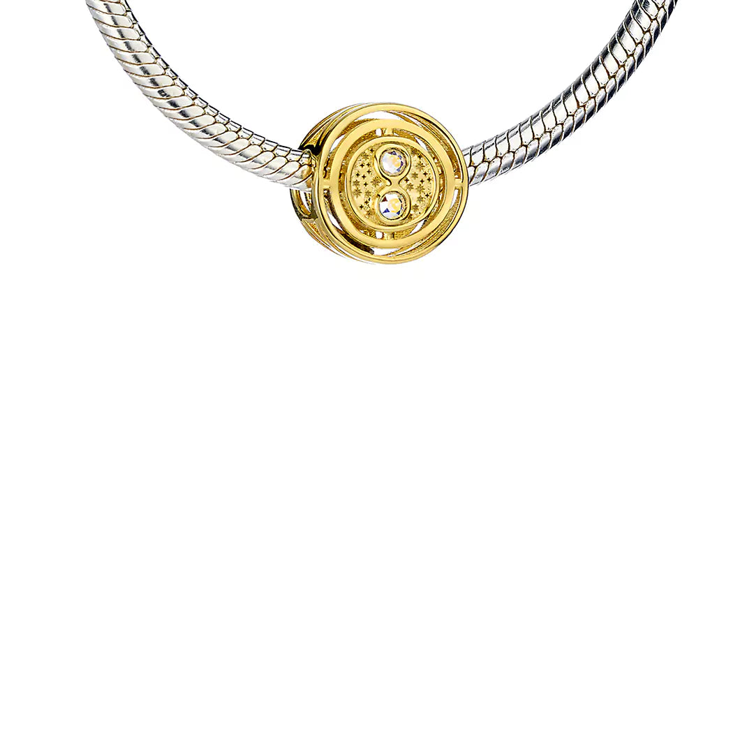 Sterling Silver Gold Plated Time Turner Spacer Bead with Crystals - Harry Potter