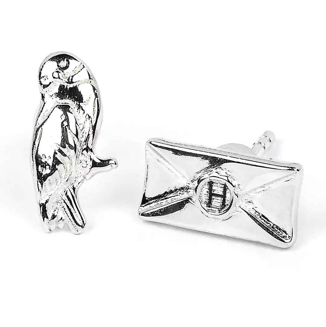 Official Harry Potter Hedwig & letter silver plated stud