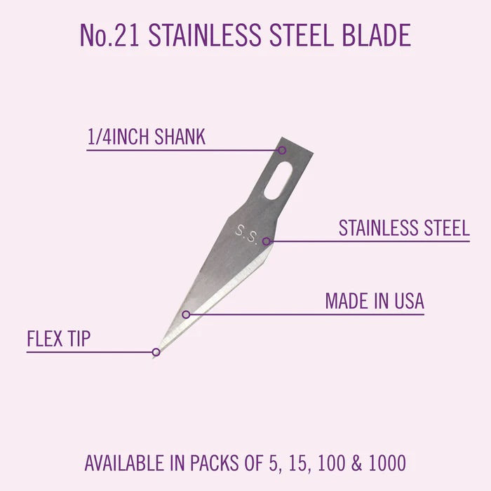 Knife Blade #21 Stainless Steel TiN Coated (5)