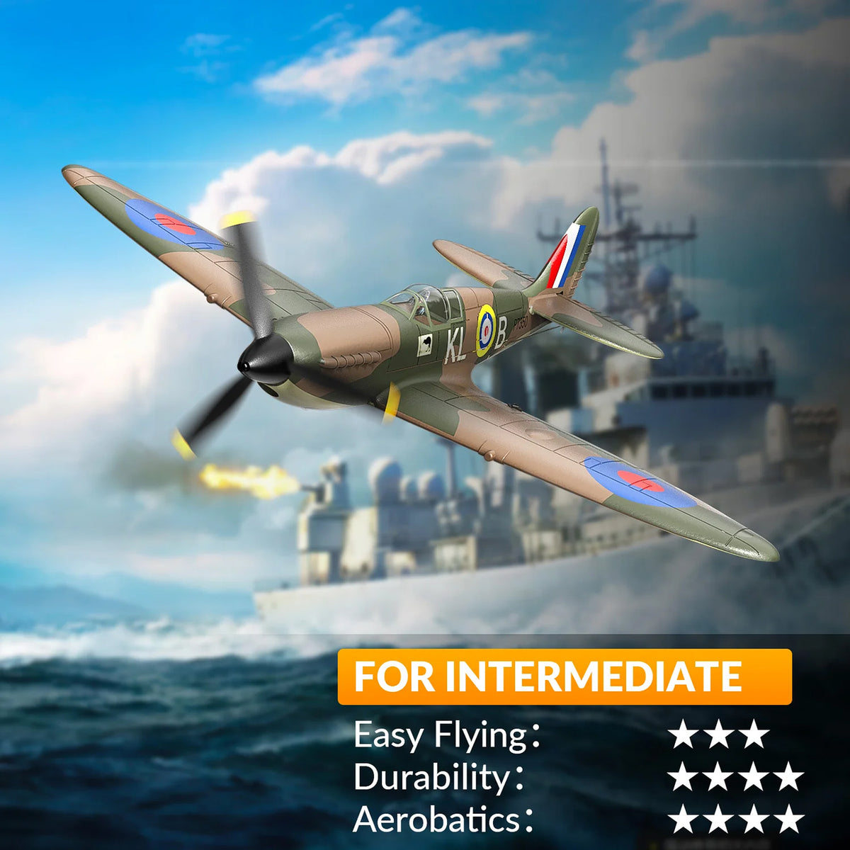 Spitfire 4CH Gyro 400mm RTF - Remote-controlled plane from World War 2