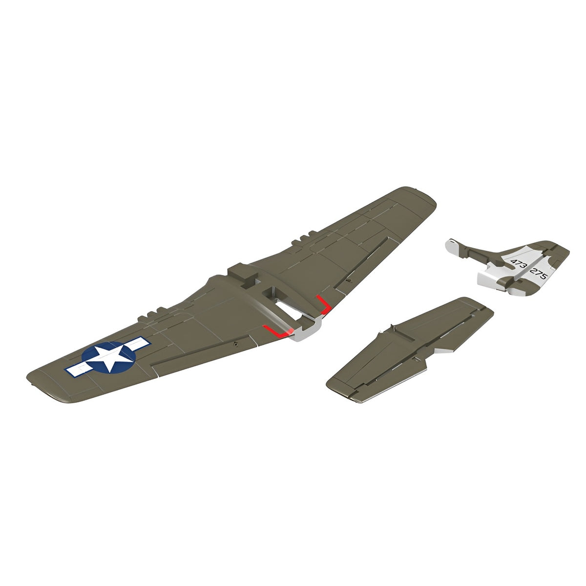 Main Wing and Tail w/o decals P51D Mustang 500mm