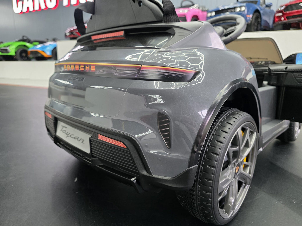 Porsche Taycan 12V electric car for kids – 1 seat, grey