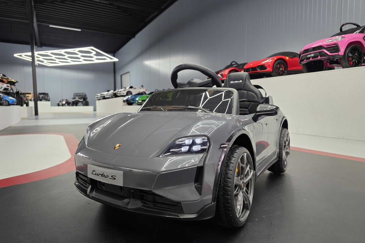 Porsche Taycan 12V electric car for kids – 1 seat, grey