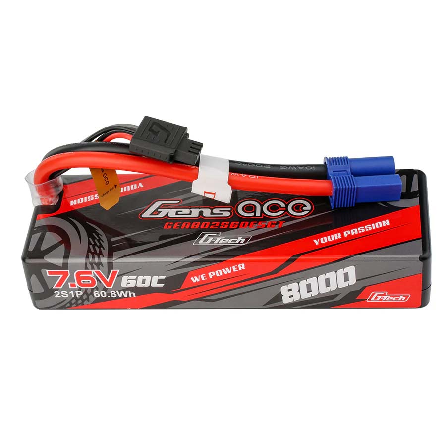 GENS ACE GEA802S60E5GT - GensAce G-Tech Hard 2S 7.6V-8000-60C 138x46x24mm 334g XT60